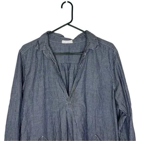 CP Shades Blue/White Striped Teton Lagenlook Tunic Top Size Medium **Flawed** - Picture 3 of 16